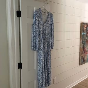 BODEN cotton-modal long sleeve maxi with tie